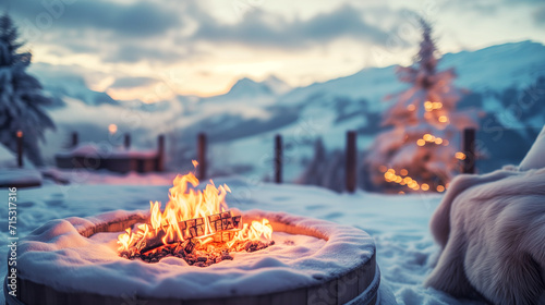 Erholung im Winterurlaub am Feuer photo