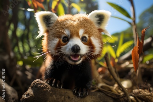 Red panda in the tropical forest
