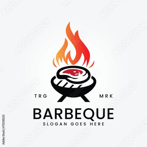 Smoked barbeque and grill logo vector illustration design