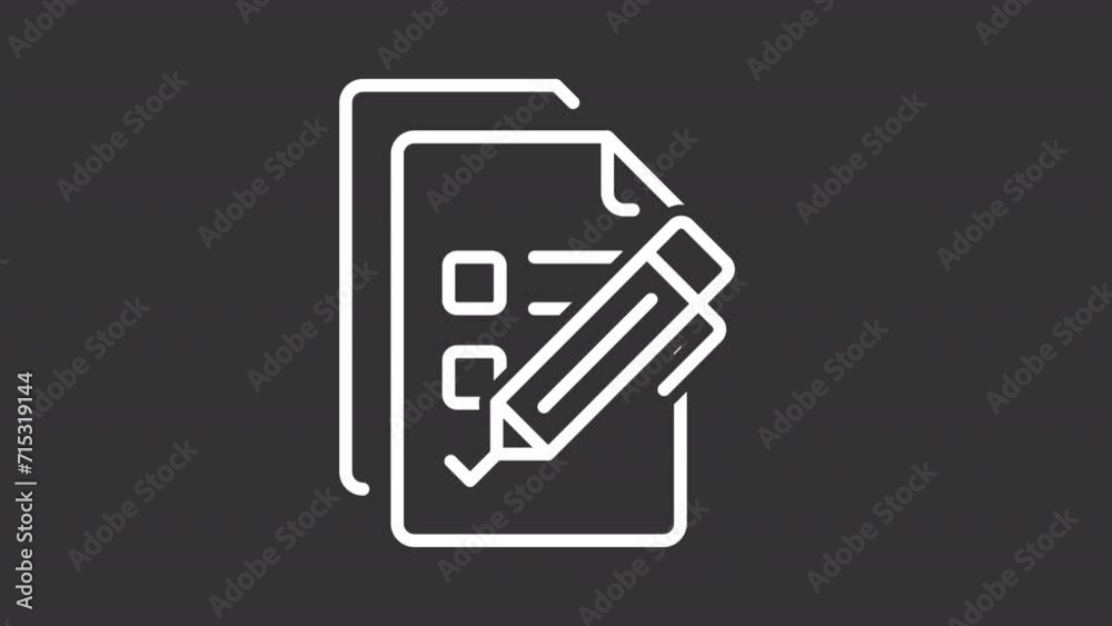 Animated checklist white icon. List of tasks line animation. Questionnaire and survey. Fill blank form. Black illustration on white background. HD video with alpha channel. Motion graphic Animated checklist white icon. List of tasks line animation. Questionnaire and survey. Fill blank form. Black illustration on white background. HD video with alpha channel. Motion graphic