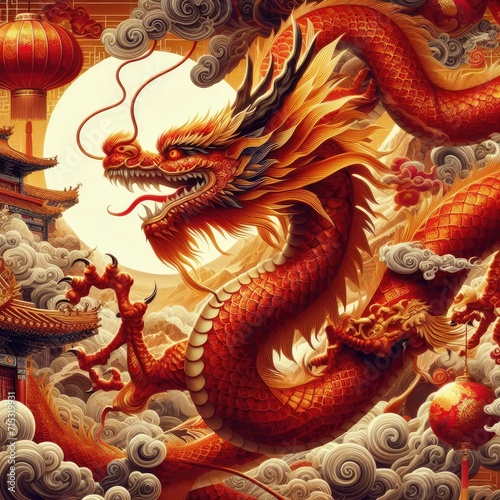 Chinese New Year Splendor: Grand Celebration of the Dragon Zodiac