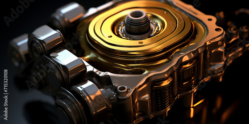 Car engine parts,,,Automotive transmission gearbox with lots of details,,,,Engine Cut model gear gold