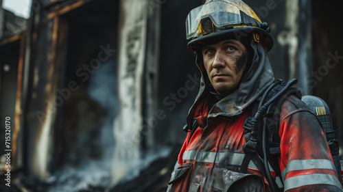 closeup of a firefighter