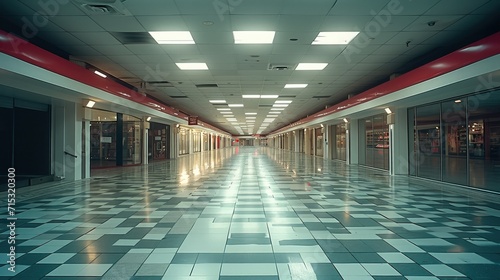 Fototapeta Naklejka Na Ścianę i Meble -  Liminal space at public store, empty, frightening. Generative AI.