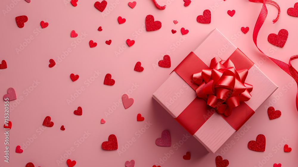 Surprise Holiday Gift Box with Red Ribbon on a festive background, perfect for Christmas, Valentine's Day, birthdays, anniversaries, and other joyous celebrations Surprise Holiday Gift Box with Red Ribbon on a festive background, perfect for Christmas, Valentine's Day, birthdays, anniversaries, and other joyous celebrations
