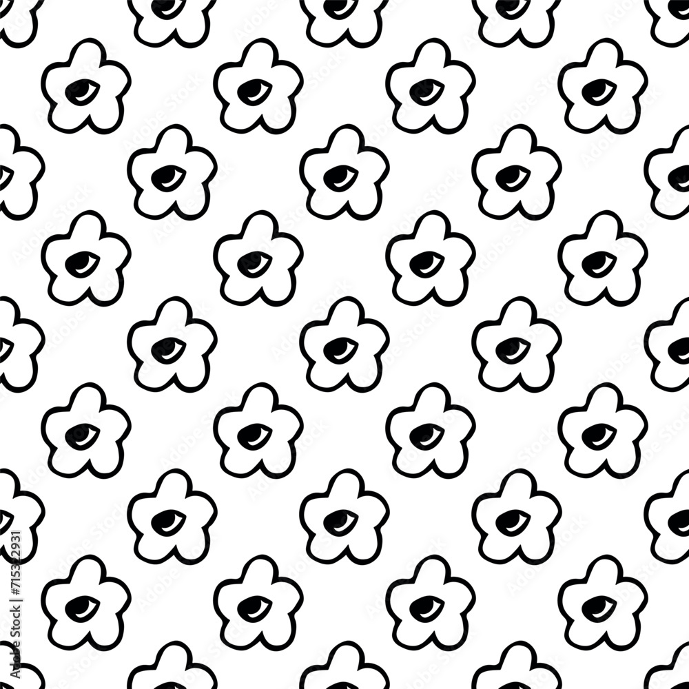 Fototapeta premium Summer seamless pattern with flowers doodle for decorative print, wrapping paper, greeting cards, wallpaper and fabric