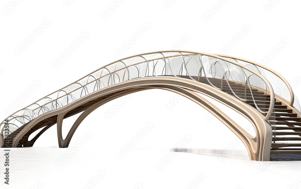 Pedestrian Bridge, Linking Landscapes with Graceful Engineering on a White or Clear Surface PNG Transparent Background.