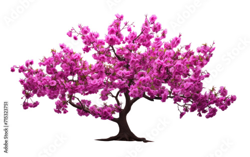 A Dance of Elegance as the Tree Showcases its Purple Finery on a White or Clear Surface PNG Transparent Background. © Usama