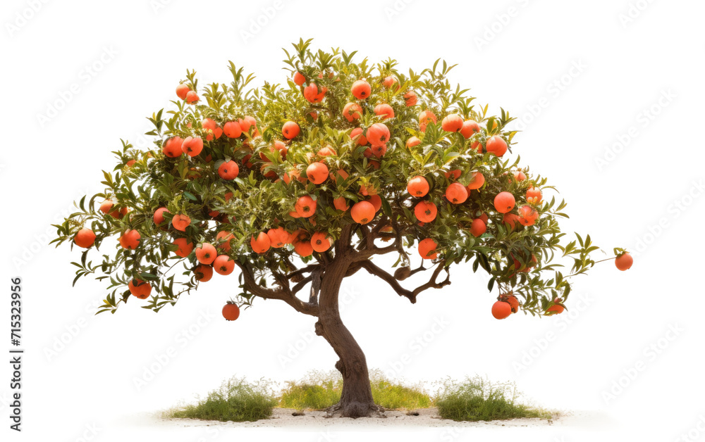 Celebrating the Elegance of a Pomegranate Tree Adorned with Fruits on a White or Clear Surface PNG Transparent Background.