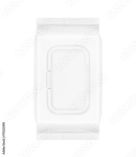 Wet wipes flow package mockup. Flat lay view. Realistic vector illustration isolated on white background. Easy to use for presentation your product, idea, design. EPS10.