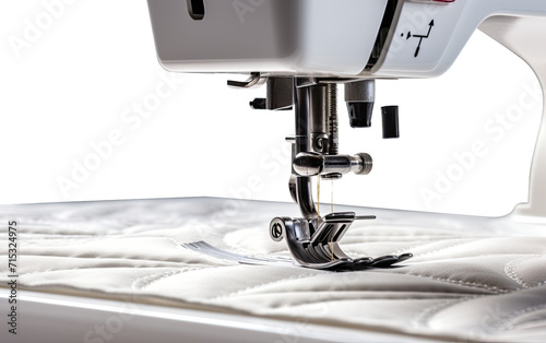 Fabric Creations through the Mastery of a Precision Sewing Foot on a White or Clear Surface PNG Transparent Background.