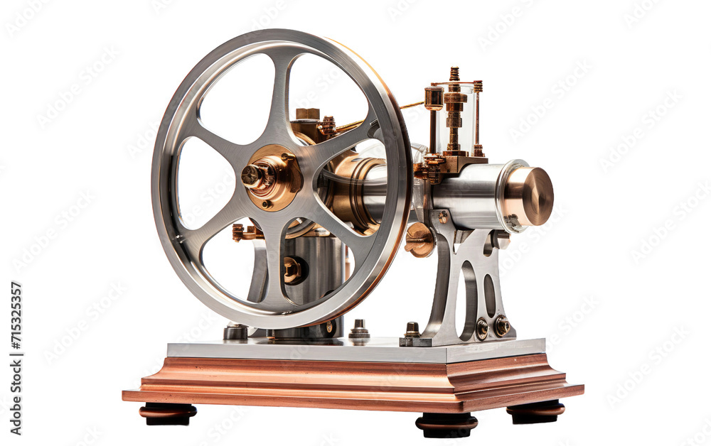 Fototapeta premium Thermodynamics with the Ingenious Stirling Engine for Demonstrating Heat on a White or Clear Surface PNG Transparent Background.
