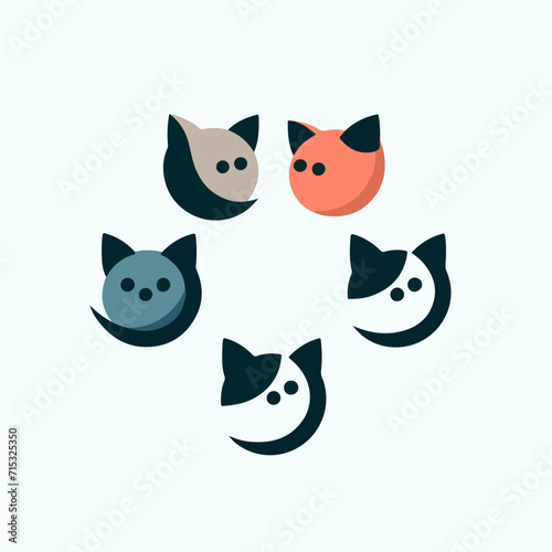 Fototapeta Naklejka Na Ścianę i Meble -  Vector cat collection logo with a bold style and calm colors. Simple flat design style