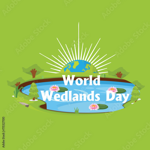 Simple flat Victor World Wetlands Day design, Card, flyer, poster, banner, or illustration.