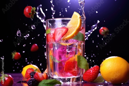 Fruit drink on dark background