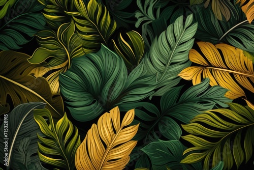 Tropical pattern with leaves