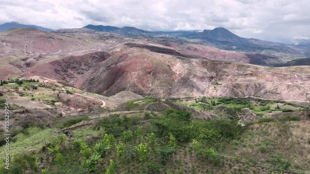 Aerial view of coffee plantation in the Andean mountains of Peru