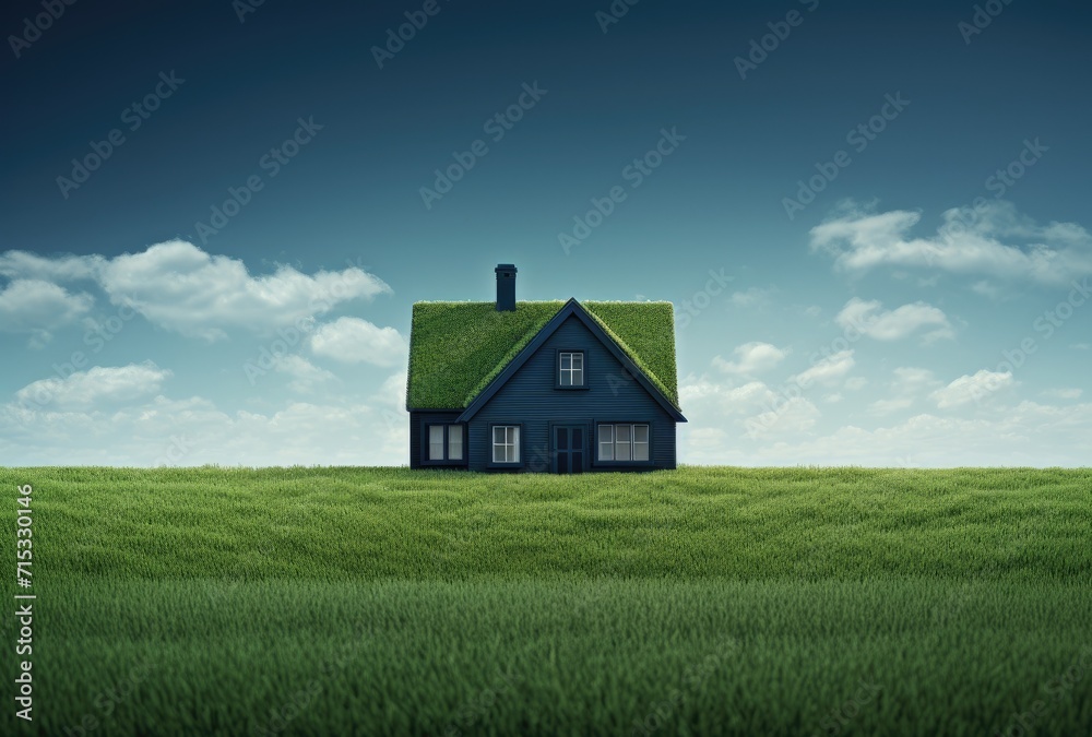 A minimalist and environmentally friendly house situated on lush green grass.