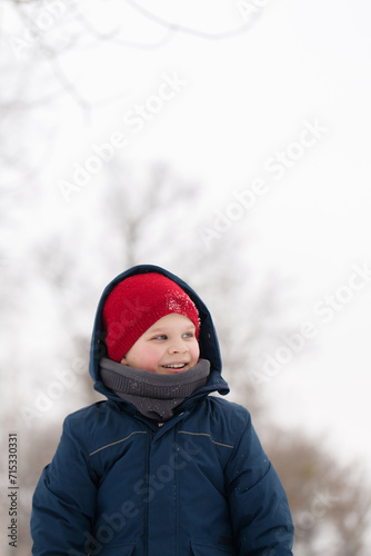 Portrait of a cheerful boy on a walk