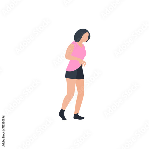 the pose of a sports person in a pink outfit female