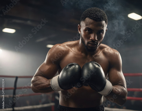Portrait of a black male African American athlete in a gym in bo © Cavan