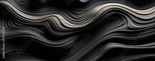 A black and white waves, abstract dark background