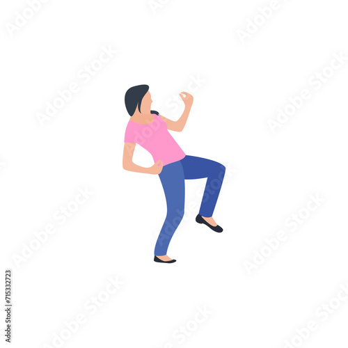 the pose of a sports person in a pink outfit female