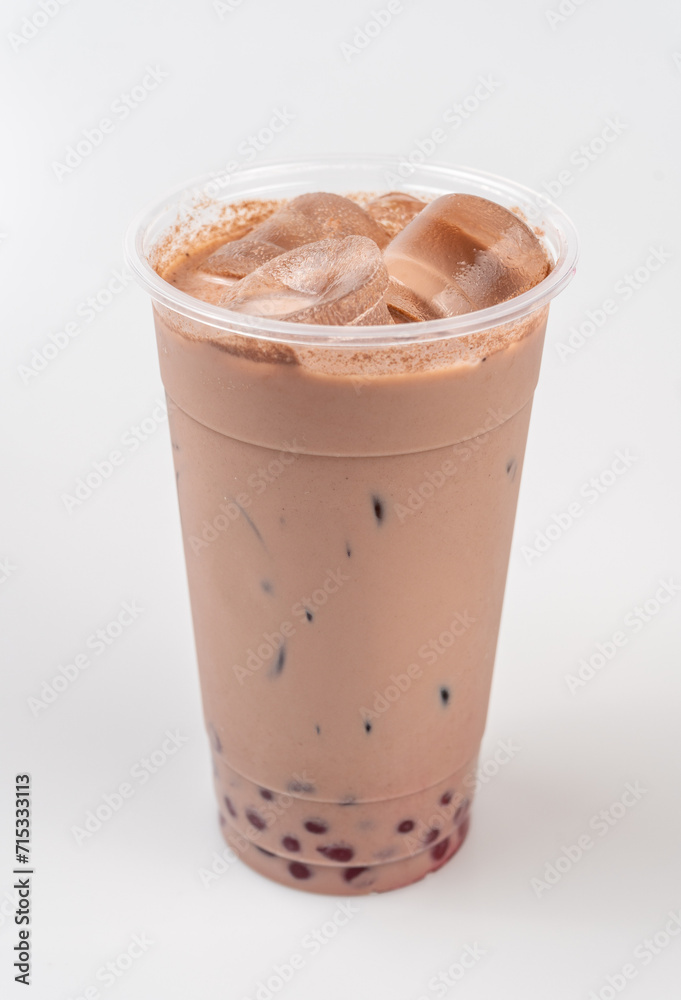 Closeup of a cup of delicious cold bubble coffee with boba Closeup of a cup of delicious cold bubble coffee with boba