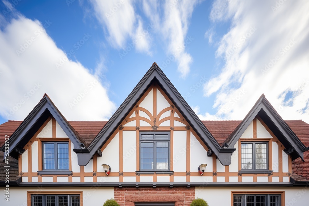 tudors front gable against cloudfilled sky tudors front gable against cloudfilled sky