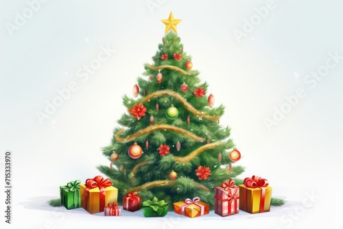 Festive Christmas tree on a white background