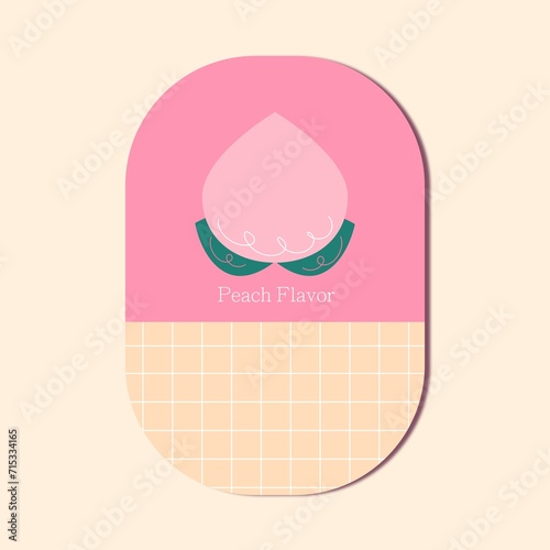 Pink peach banner template, doodle style illustration.