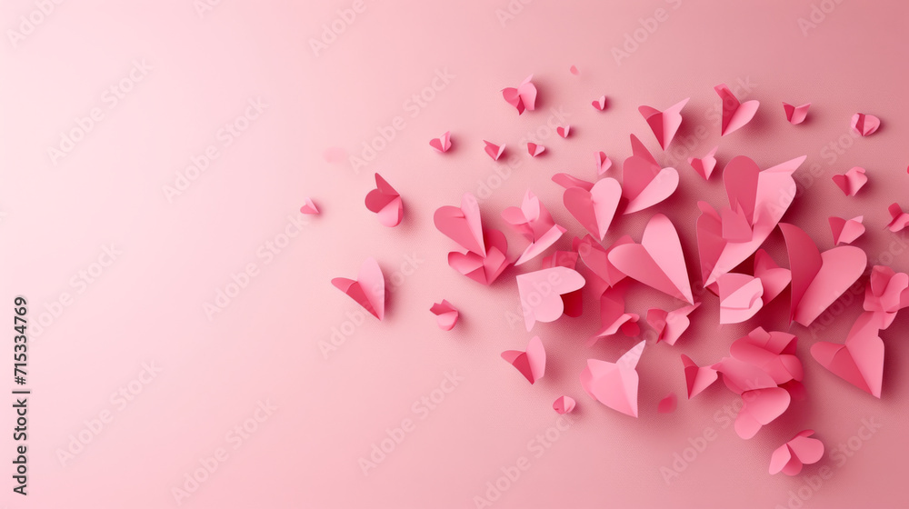 Numerous heart-shaped patterns on a pink background.