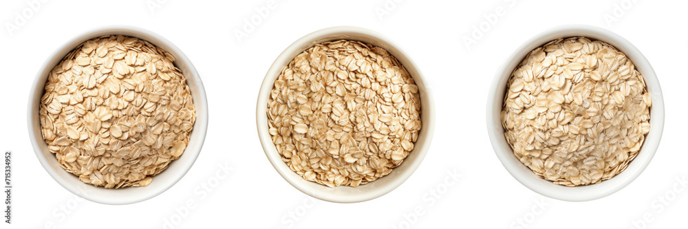 Set of oats top view isolated on a transparent background