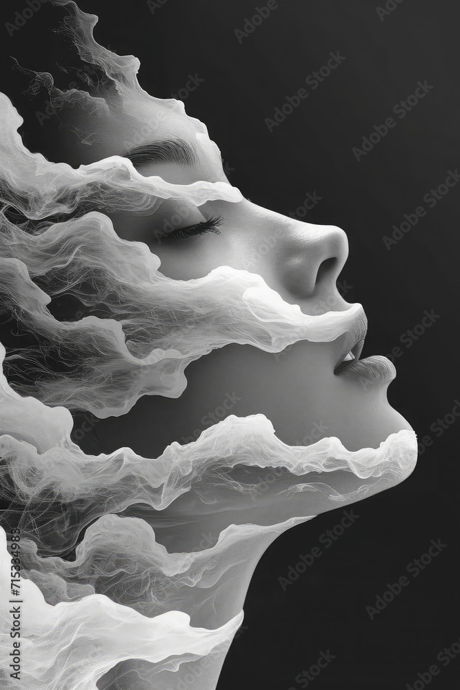 Fototapeta premium Beautiful Line Drawing Woman Vector Background For Graphic Design