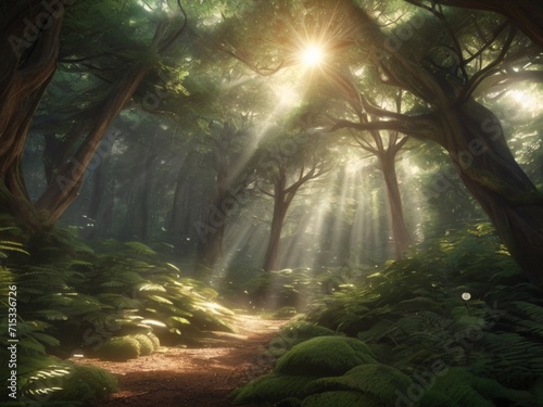 sun rays in the forest