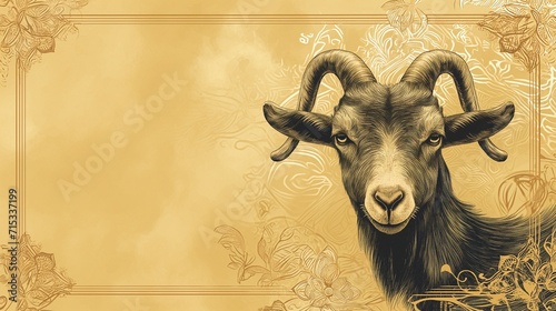 An Elegant Idul Adha Greeting Card with Goat and Text Space