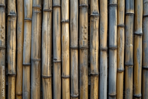 bamboo wall or fence with vertical lines and natural texture
