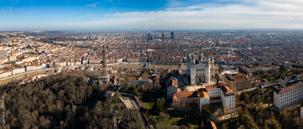 Aerial view at Lyon on a sunny day