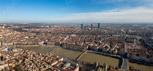 Obraz na płótnie Aerial view at Lyon on a sunny day w salonie