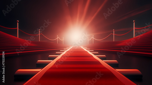 Red carpet staircase background, VIP entrance, night award ceremony