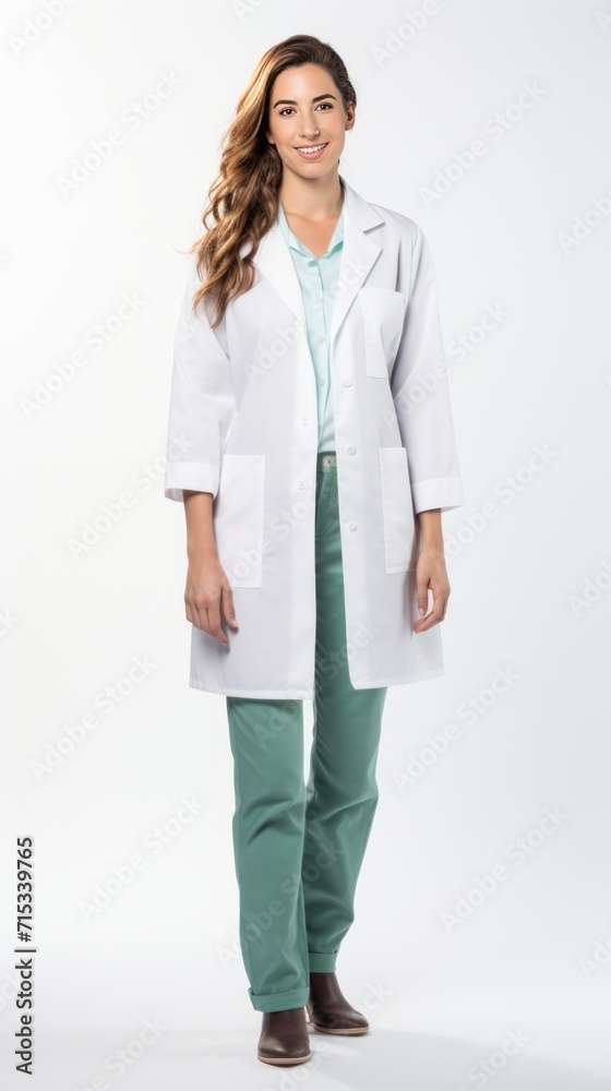 1 female cyclist standing smiling, looking at the camera, full body, white background. 1 female cyclist standing smiling, looking at the camera, full body, white background.