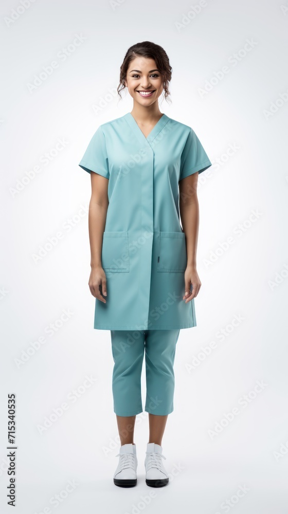 Nurse standing smiling looking at camera, whole body, isolated on white background. Nurse standing smiling looking at camera, whole body, isolated on white background.
