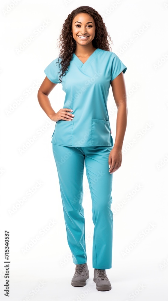 Nurse standing smiling looking at camera, whole body, isolated on white background. Nurse standing smiling looking at camera, whole body, isolated on white background.