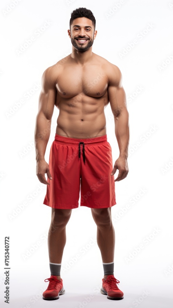 Male athlete standing smiling looking at camera, full body, isolated on white background. Male athlete standing smiling looking at camera, full body, isolated on white background.