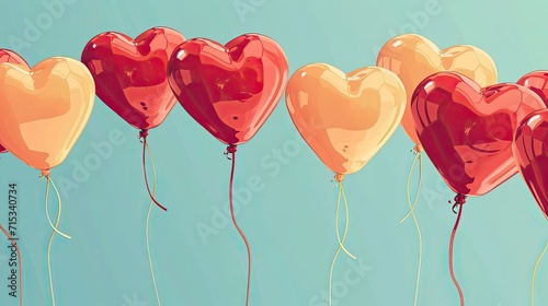 Vector Illustration of Heart-Shaped Balloon Isolated on Pastel Blue Background
