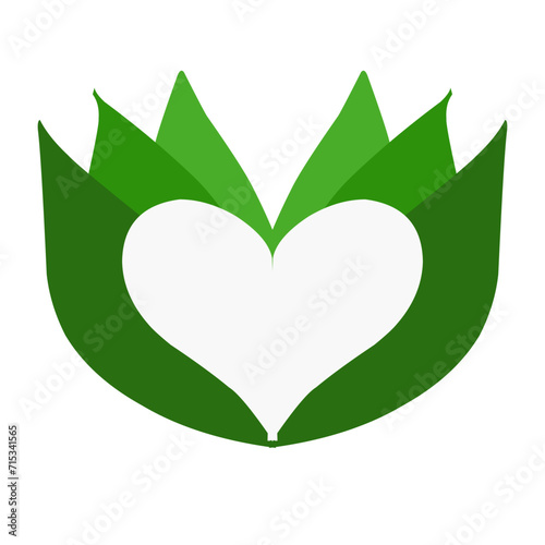 Illustration of a love shaped leaf design. Perfect for photo calls, social media, wallpapers, backgrounds