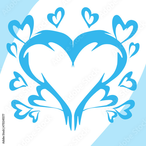 Illustration Background with love shape blue colour valntine theme, this design is suitable for photocall, social media, wallpapers, cards, stickers.