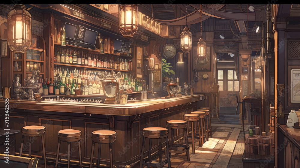 old pub bar scene