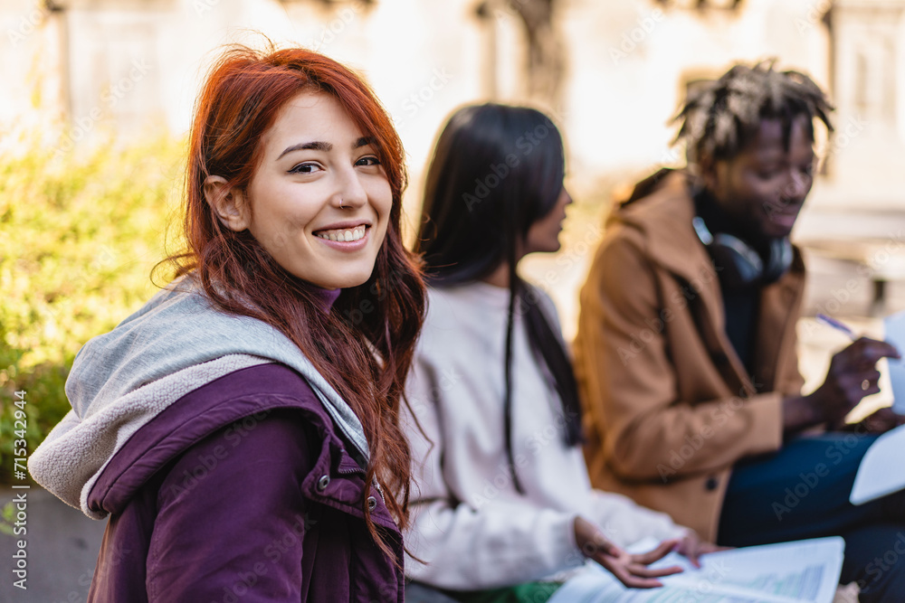 Cheerful Student Enjoying Campus Life Outdoors Cheerful Student Enjoying Campus Life Outdoors