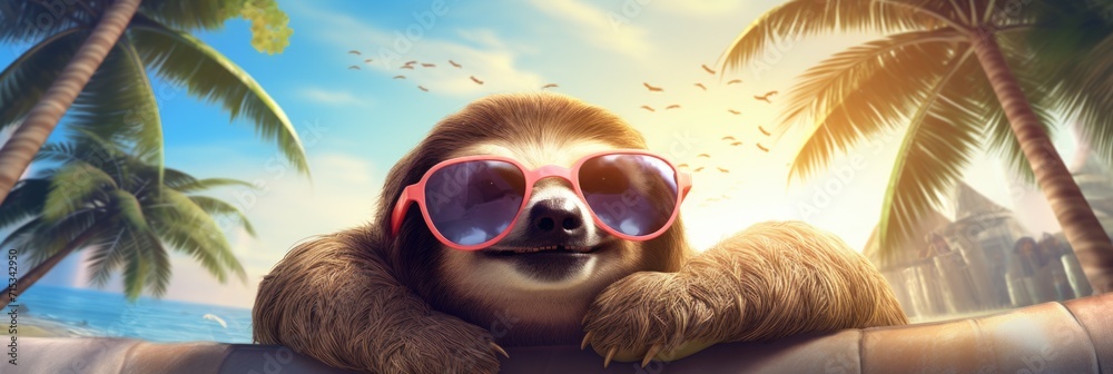 sloth resting on the beach
 - obrazy, fototapety, plakaty 